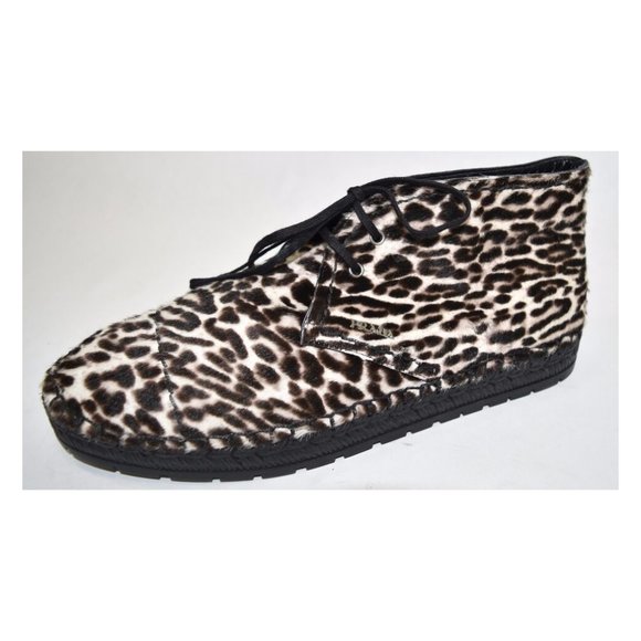 $950+ PRADA MILANO Leopard Print CALF HAIR Espadrille PLATFORM BOOT 39 (Z1) - Picture 5 of 12